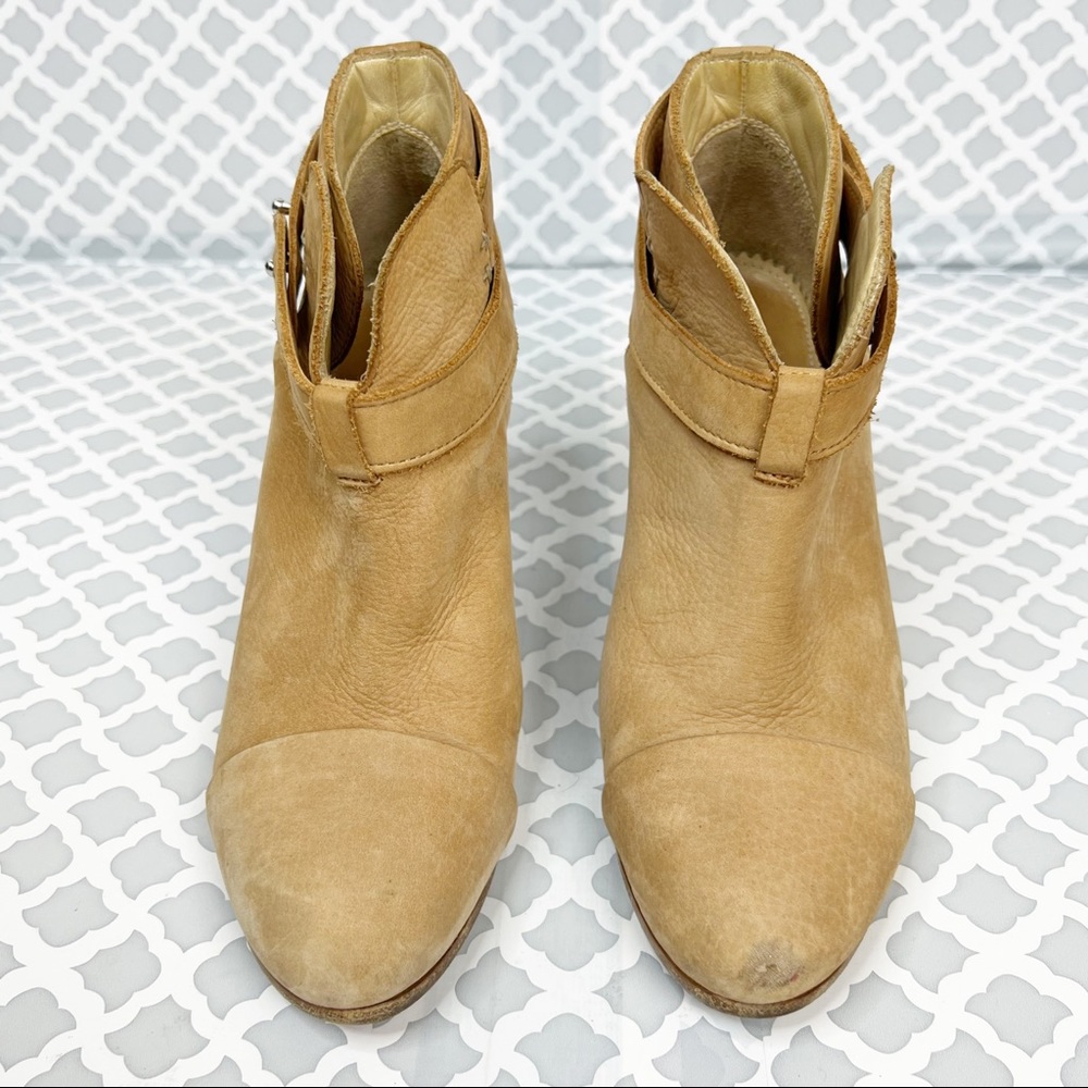 EUC Rag & Bone Harrow Tan Nubuck Leather Almond Toe Ankle Booties